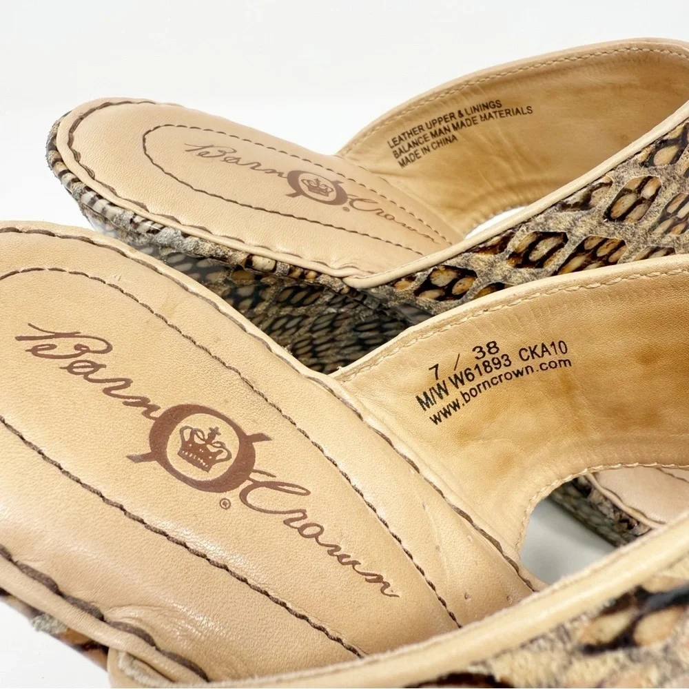 Born Crown women’s Skyler Terra Snake Print Wedge Sandals size 7